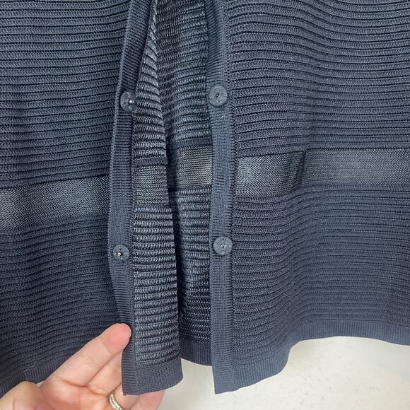 YOANA BARASCHI Black Mesh Knit Snap Button Long Sleeve Jacket MEDIUM NWT - Picture 7 of 8